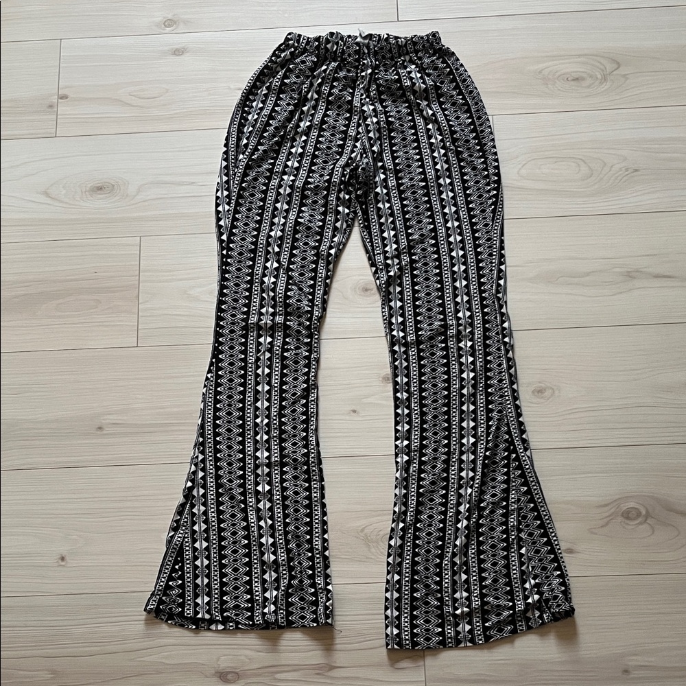 Black and White Patterned Women's Pants